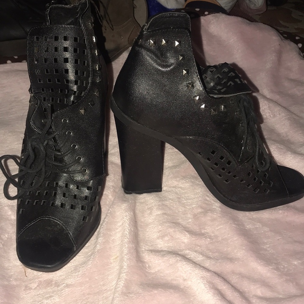 Black open toe heels